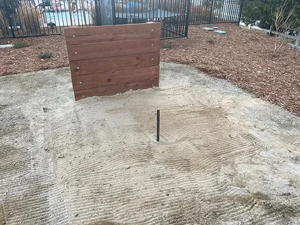 Horseshoe pit and backboard at Grass Valley RV Resort