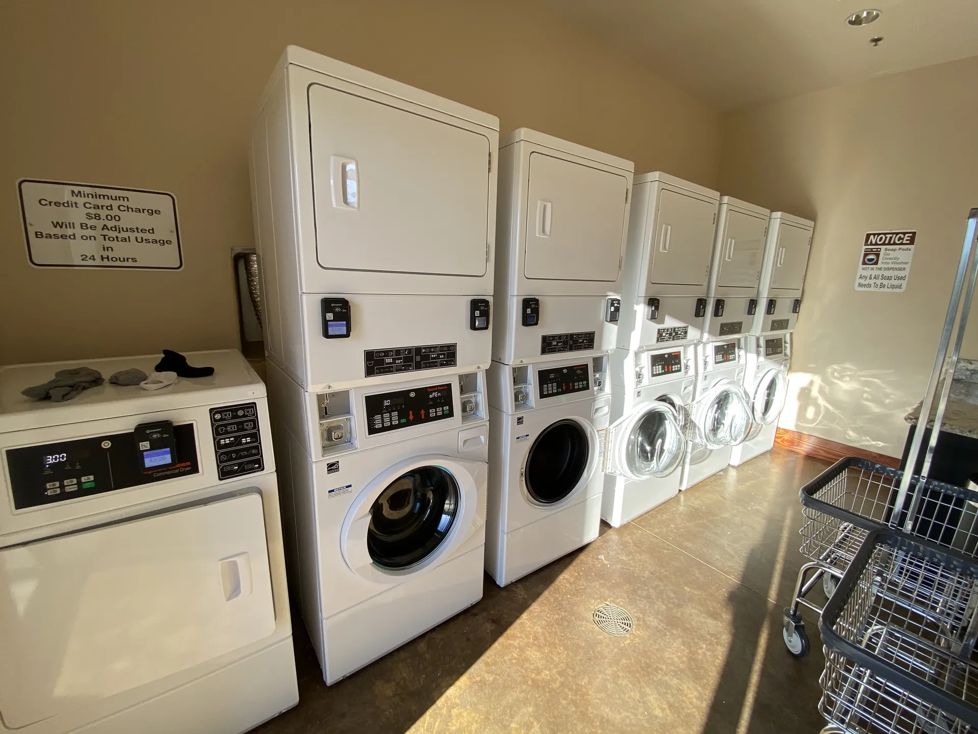Washers and dryers in the laundry facility at Grass Valley RV Resort