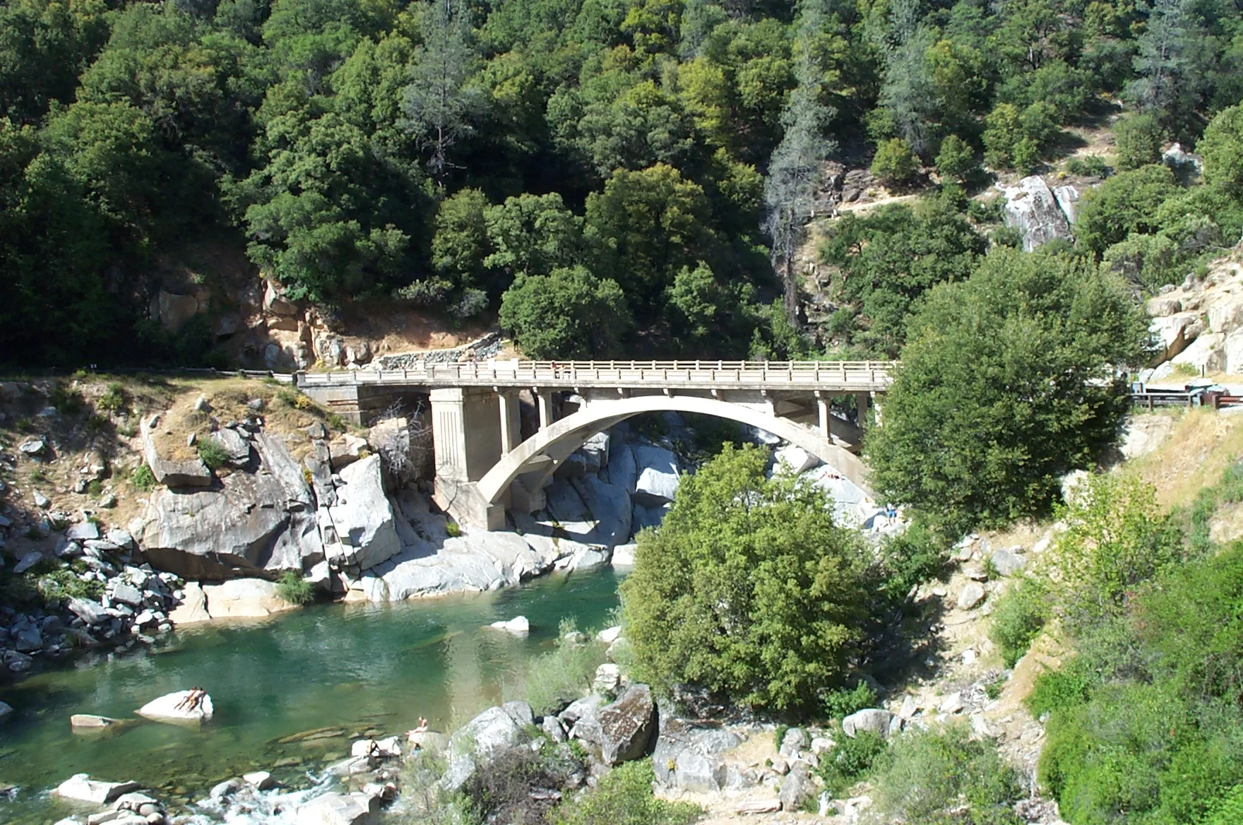 Emerald swimming holes below the Highway 49 bridge on the South Yuba River near Nevada City